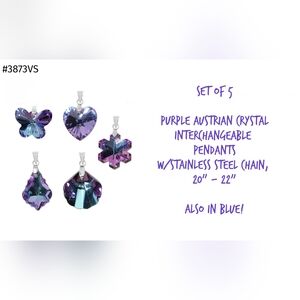 Interchangeable Austrian crystal pendants sets with STS chain, 2 colors